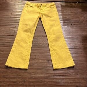 Tory Burch Yellow Cropped Slim Boot Cut Jeans Size 25